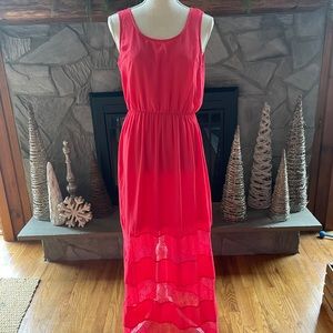 Long Lace Pink Maxi Dress Medium